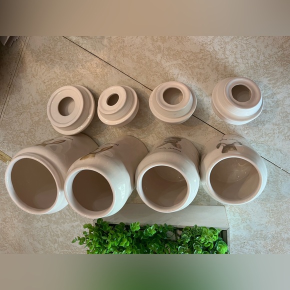 Rae Dunn 8.5” HAPPY SPRING Canister Magenta Pink Handle Bunny Rabbit 2017 - Picture 11 of 12